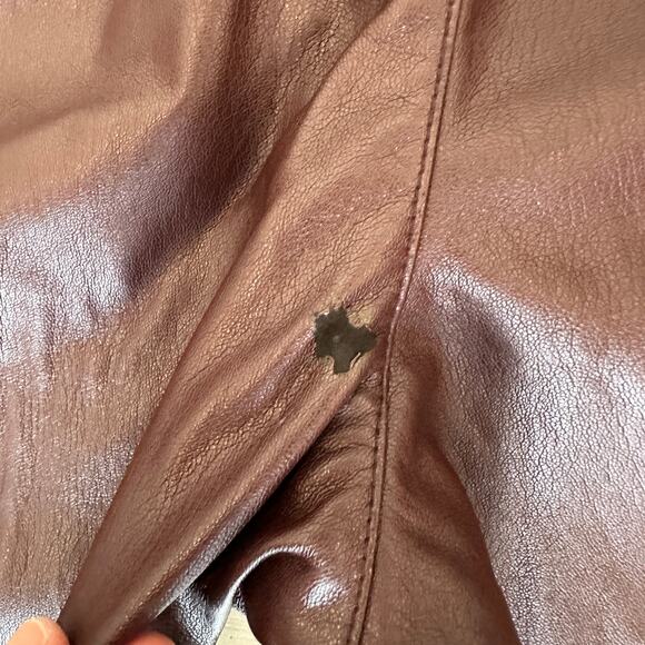 Marissa Web Brown Faux Leather Kick Flare Pants Size 14 Slimming Career $325 - Picture 12 of 12